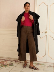 Love & Roses Berry and Blue Frill Neck Long Sleeve Jersey Top - Image 5 of 7