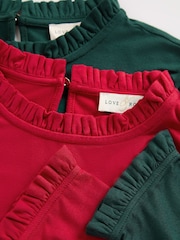 Love & Roses Berry and Blue Frill Neck Long Sleeve Jersey Top - Image 7 of 7