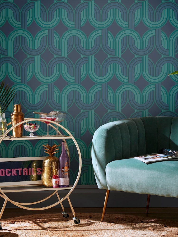 Graham & Brown Electric Blue Envy In the Loop 10M Wallpaper - Image 1 of 3