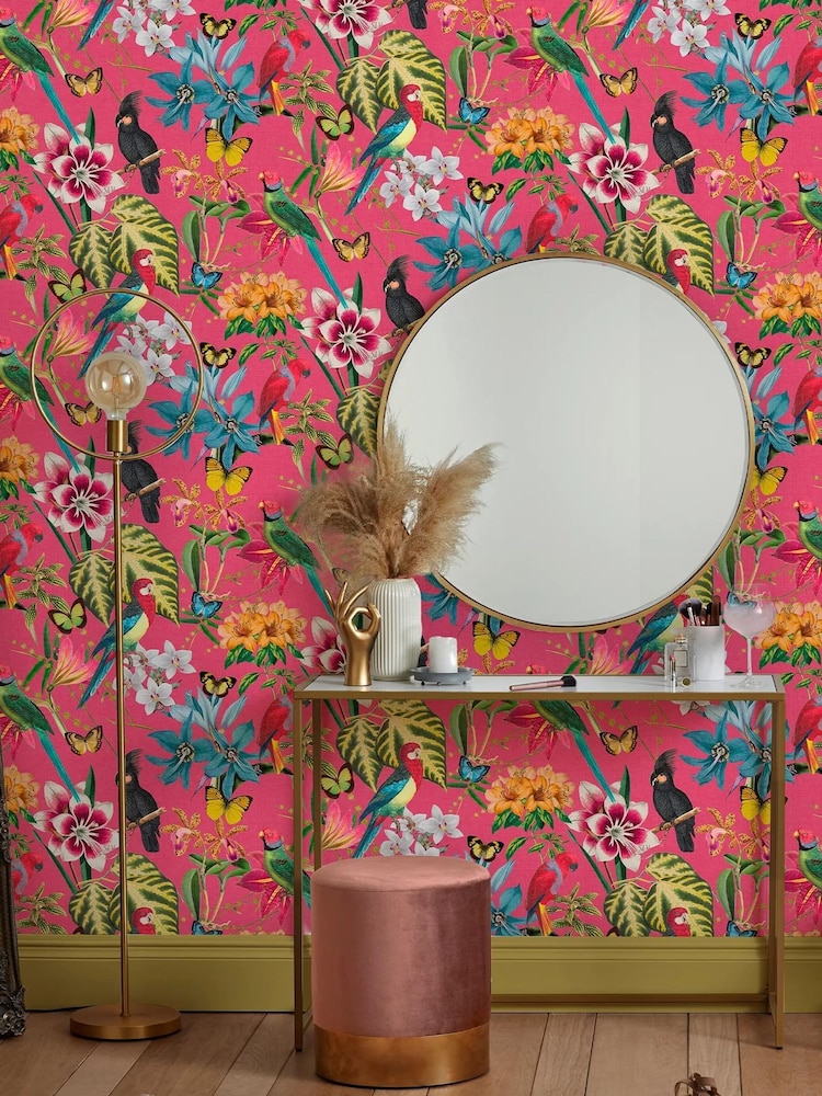 Graham & Brown Hot Pink Paradiso Multi 10M Wallpaper - Image 1 of 4