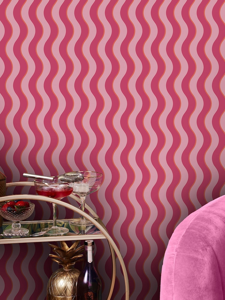 Graham & Brown Raspberry or Tangerine Making Waves Wallpaper - Image 1 of 3