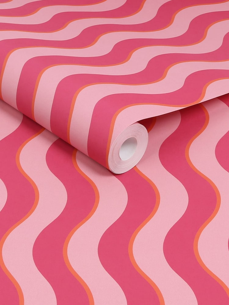 Graham & Brown Raspberry or Tangerine Making Waves Wallpaper - Image 3 of 3