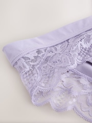 Lilac/Black/White High Leg Knickers 3 Pack - Image 12 of 12