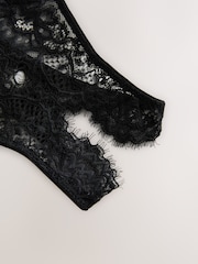 Black Crotchless Thong Lace Knickers - Image 4 of 4