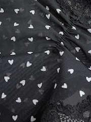 Black Heart Print Mesh & Lace Extra High Leg Knickers - Image 7 of 8