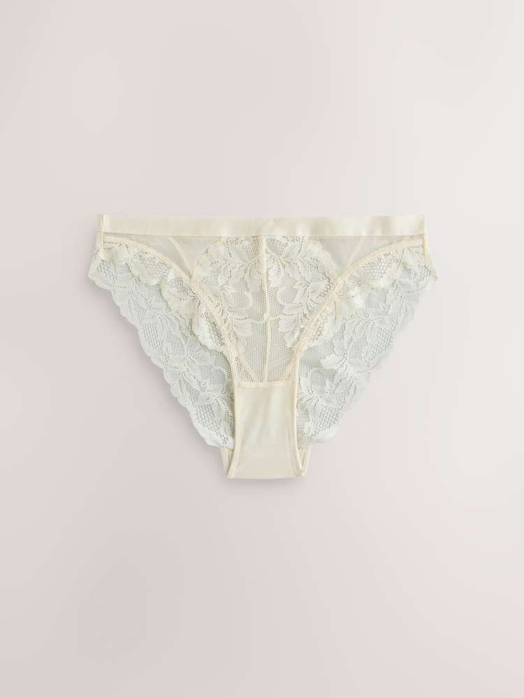 Cream/Lilac/Green Lace Knickers 3 Pack - Image 2 of 6