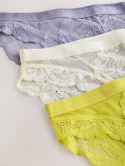 Cream/Lilac/Green Lace Knickers 3 Pack - Image 5 of 6