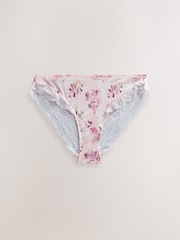 Plum Purple/Floral Print High Leg Knickers 2 Pack - Image 8 of 11