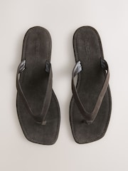 Chocolate Brown Suede Standard/Wide Fit Forever Comfort® Square Toe Thong Sandals - Image 1 of 5