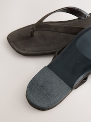 Chocolate Brown Suede Standard/Wide Fit Forever Comfort® Square Toe Thong Sandals - Image 4 of 5