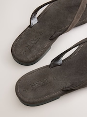 Chocolate Brown Suede Standard/Wide Fit Forever Comfort® Square Toe Thong Sandals - Image 5 of 5