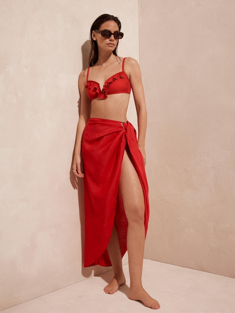 Mint Velvet Red Gold Trim Sarong - Image 1 of 6