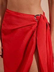 Mint Velvet Red Gold Trim Sarong - Image 4 of 6