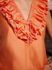 Mint Velvet Orange Ruffle Front Top - Image 5 of 7