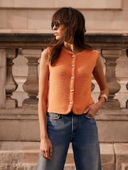 Mint Velvet Orange Shell Button Waistcoat - Image 1 of 8