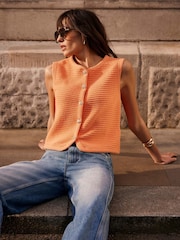 Mint Velvet Orange Shell Button Waistcoat - Image 2 of 8