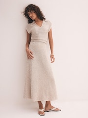 Mint Velvet Neutral Sequin Midi Dress - Image 2 of 8