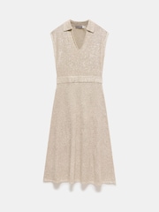 Mint Velvet Neutral Sequin Midi Dress - Image 7 of 8