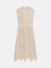 Mint Velvet Neutral Sequin Midi Dress - Image 8 of 8
