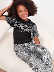Lipsy Black Sparkle Sequin Christmas Top (5-16yrs) - Image 1 of 4