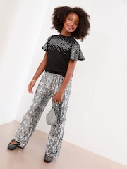 Lipsy Black Sparkle Sequin Christmas Top (5-16yrs) - Image 3 of 4