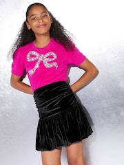 Lipsy Black Velvet Bubble Hem Skirt (5-16yrs) - Image 1 of 4