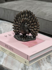 Libra Interiors Bronze Peacock Sculpture - Image 1 of 6