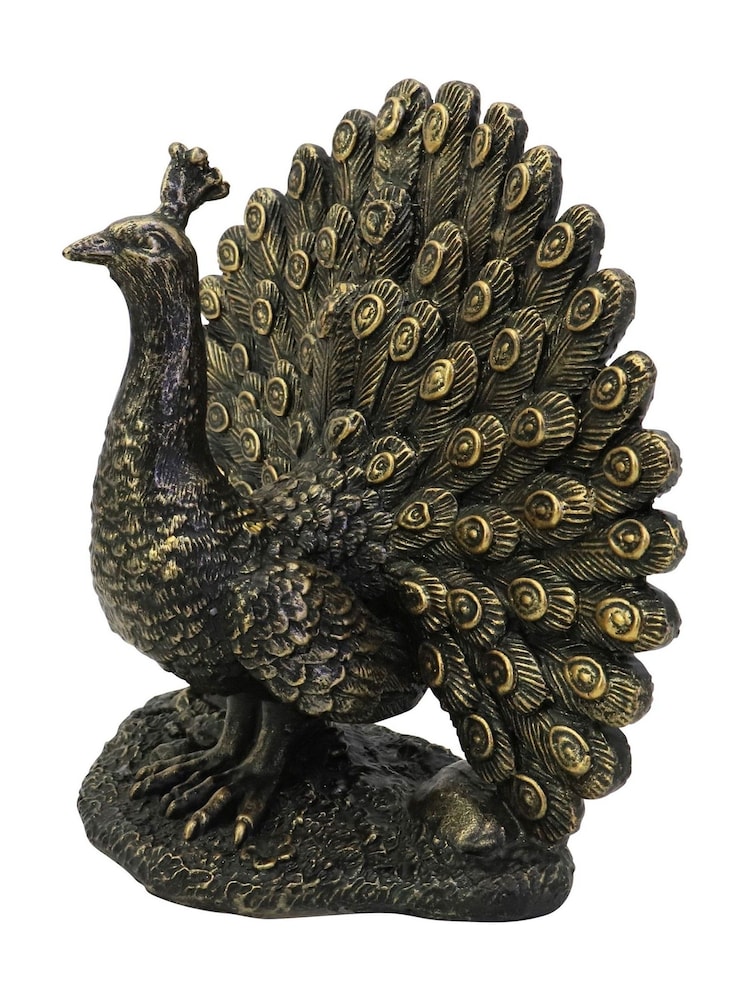 Libra Interiors Bronze Peacock Sculpture - Image 2 of 6