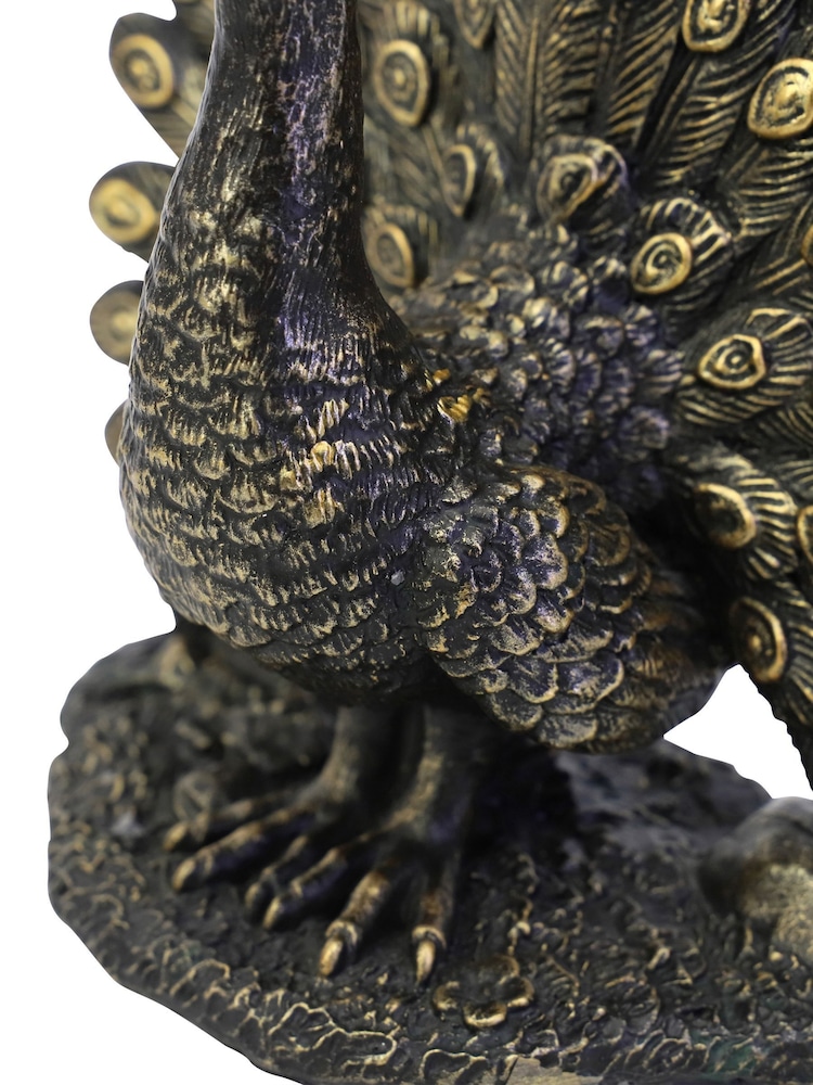 Libra Interiors Bronze Peacock Sculpture - Image 6 of 6