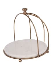 Libra Interiors Antique Gold White Belvedere Aged One Tiered Stand - Image 3 of 6