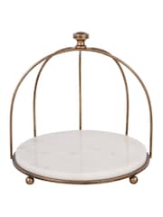 Libra Interiors Antique Gold White Belvedere Aged One Tiered Stand - Image 4 of 6