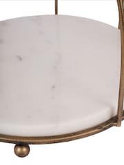 Libra Interiors Antique Gold White Belvedere Aged One Tiered Stand - Image 6 of 6