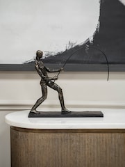 Libra Interiors Bronze Fishing Sculpture on Stand - Image 1 of 6