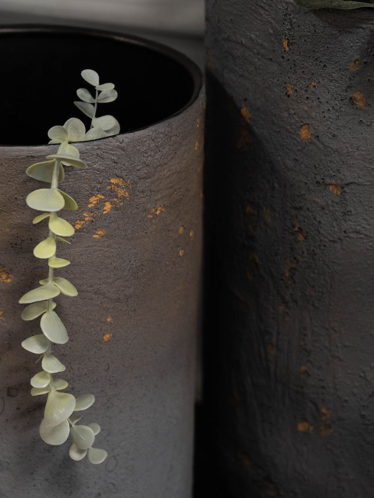 Libra Interiors Set of 2 Charcoal Blue Volcano Planters - Image 2 of 6