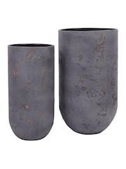 Libra Interiors Set of 2 Charcoal Blue Volcano Planters - Image 5 of 6