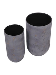 Libra Interiors Set of 2 Charcoal Blue Volcano Planters - Image 6 of 6