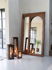 Libra Interiors Smoked Gold Clear Glass Large Thorpe Metal and Glass Hurricane 78cm - Image 3 of 6