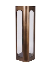 Libra Interiors Smoked Gold Clear Glass Large Thorpe Metal and Glass Hurricane 78cm - Image 4 of 6