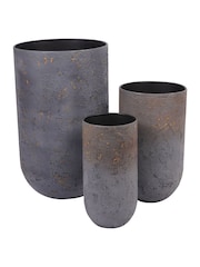 Libra Interiors Set of 3 Charcoal Blue Volcano Planters - Image 2 of 4