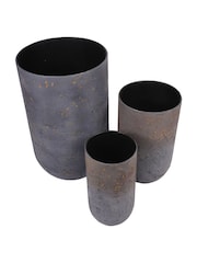 Libra Interiors Set of 3 Charcoal Blue Volcano Planters - Image 3 of 4