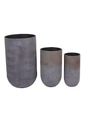 Libra Interiors Set of 3 Charcoal Blue Volcano Planters - Image 4 of 4