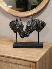 Libra Interiors Bronze Nuzzling Bay Horse Heads Sculpture - Image 1 of 5