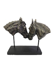 Libra Interiors Bronze Nuzzling Bay Horse Heads Sculpture - Image 3 of 5