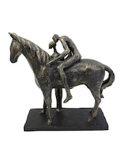 Libra Interiors Bronze Kissing Couple with Horse Sculpture - Image 2 of 6