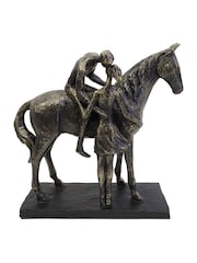 Libra Interiors Bronze Kissing Couple with Horse Sculpture - Image 3 of 6