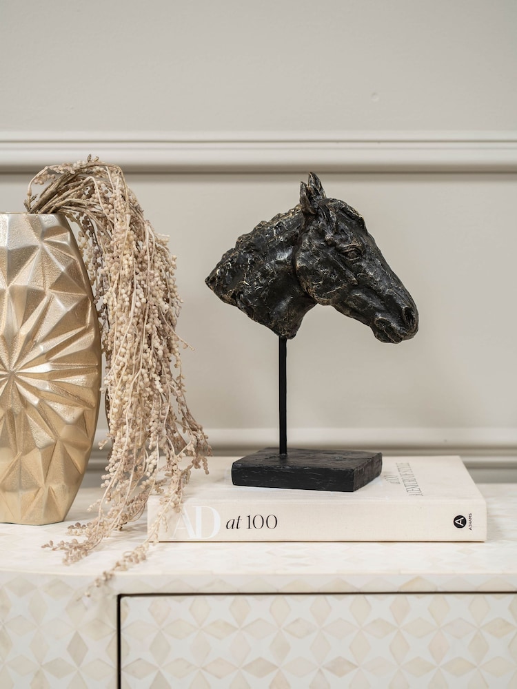 Libra Interiors Bronze Bay Horse Head Sculpture - Image 1 of 5