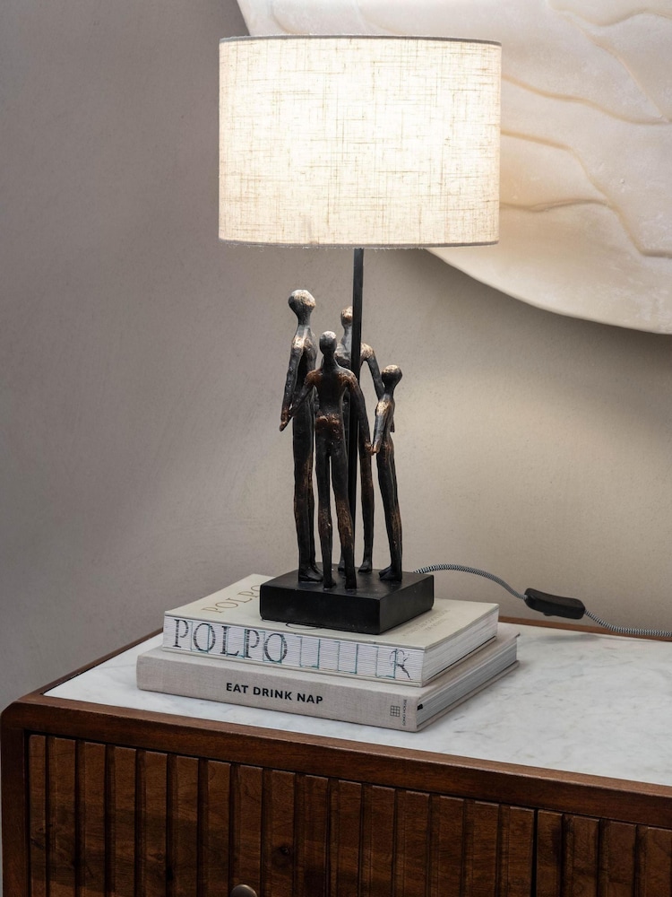 Libra Interiors Bronze Family Sculpture Lamp with Shade - Image 1 of 6
