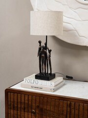 Libra Interiors Bronze Family Sculpture Lamp with Shade - Image 6 of 6