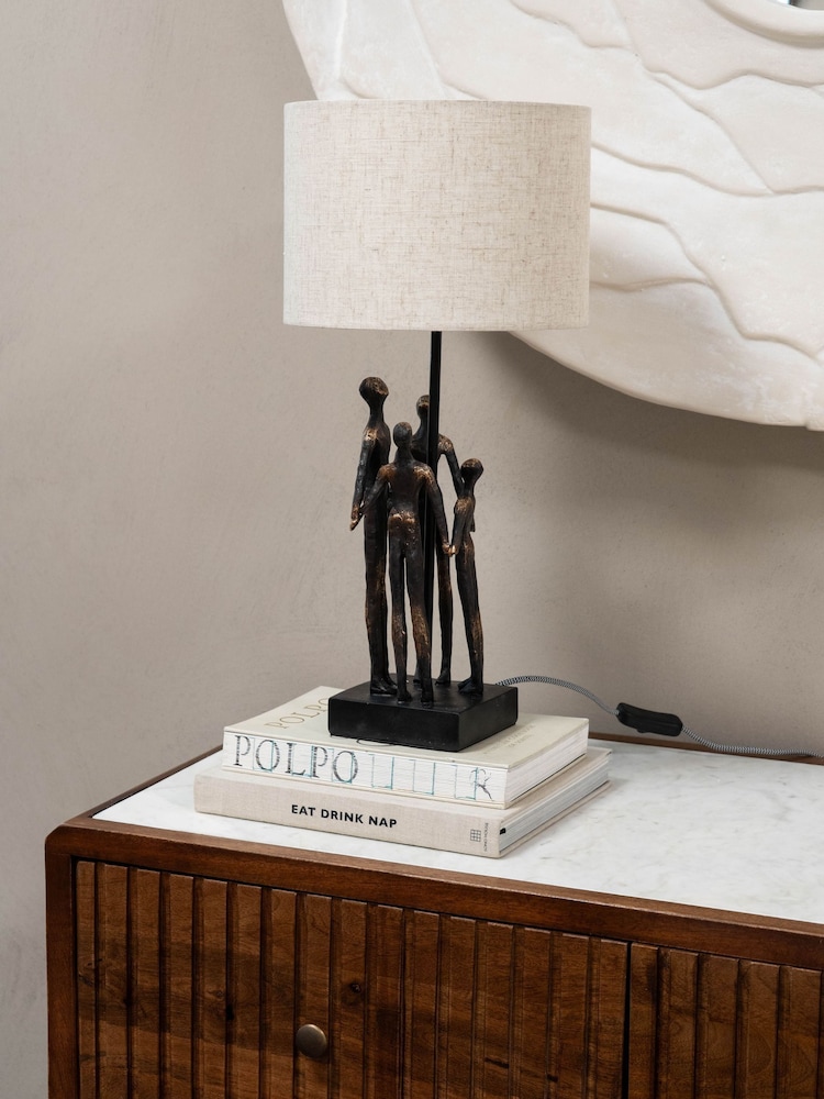 Libra Interiors Bronze Family Sculpture Lamp with Shade - Image 6 of 6