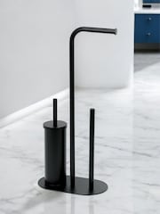 Showerdrape Black Aspen 3 in 1 Toilet Roll & Brush Combo - Image 1 of 2